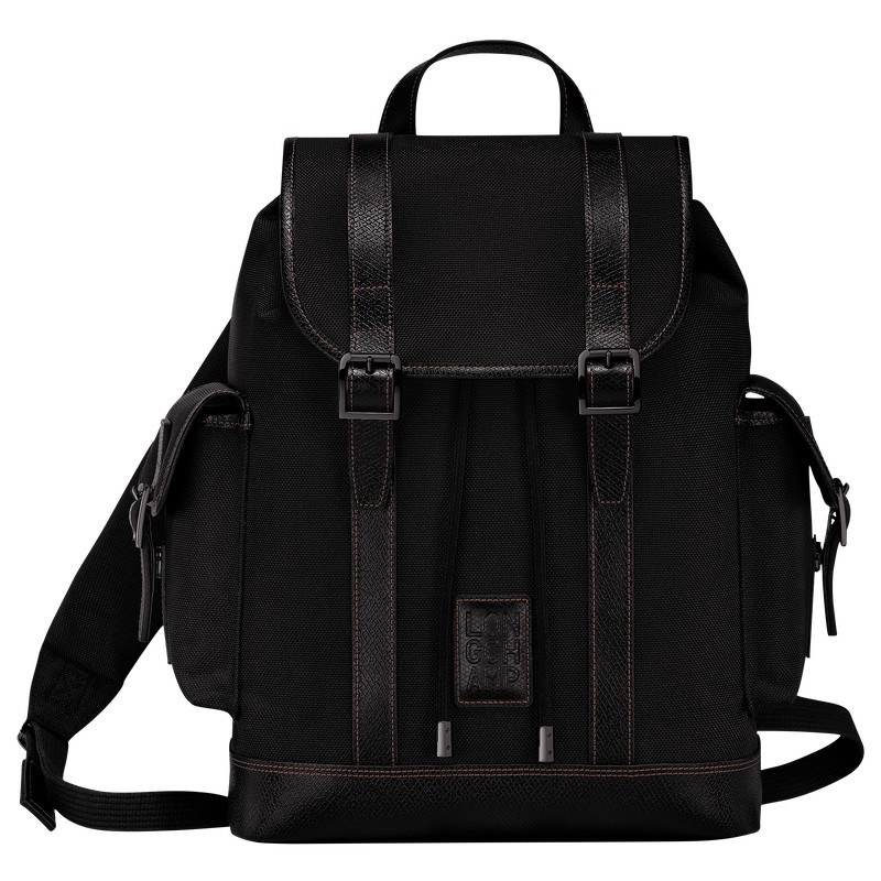 Longchamp Boxford Backpack - Recycled canvas Backpacks Black | MN29-K8IX