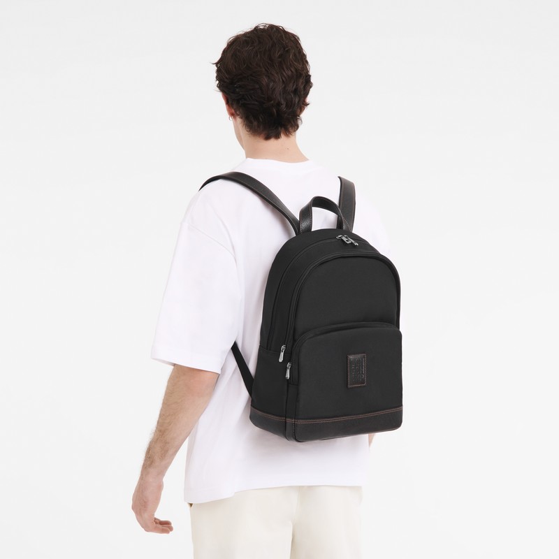 Longchamp Boxford Backpack - Recycled canvas Backpacks Black | FT17-Q8FN