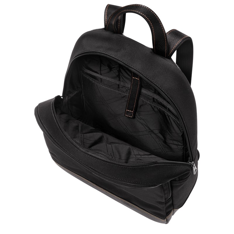 Longchamp Boxford Backpack - Recycled canvas Backpacks Black | FT17-Q8FN