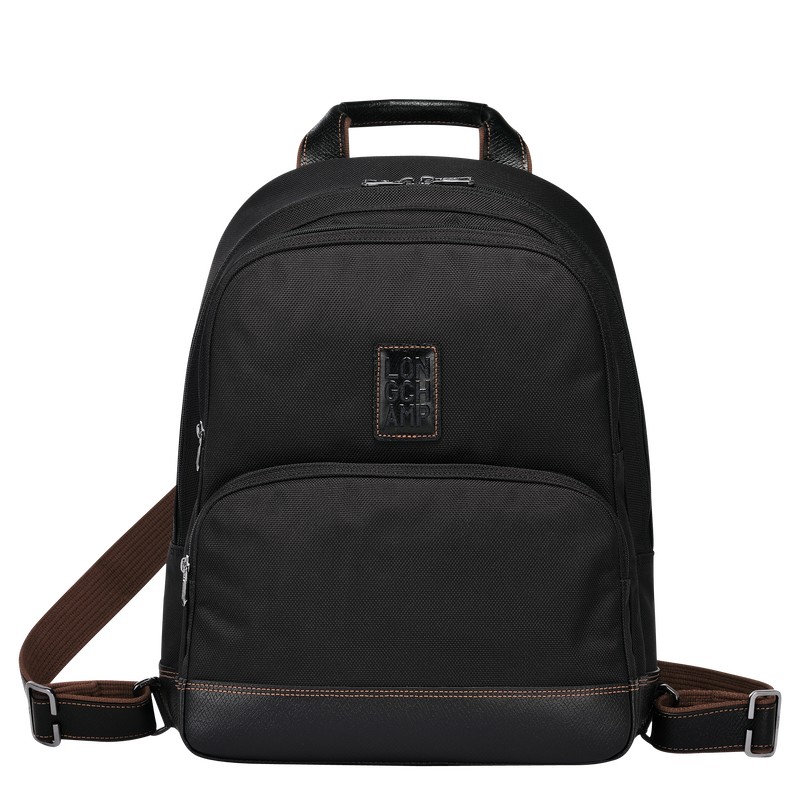 Longchamp Boxford Backpack - Recycled canvas Backpacks Black | FT17-Q8FN