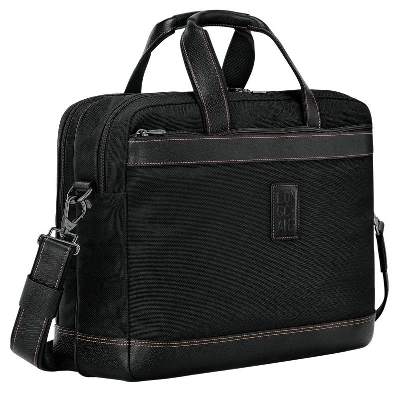 Longchamp Boxford L Briefcase - Recycled canvas Briefcase Black | LF38-G4JO