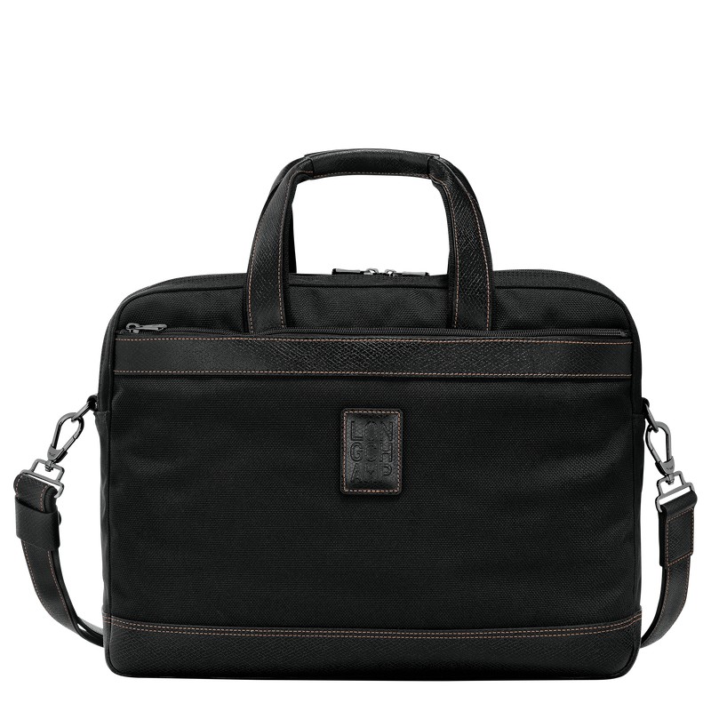 Longchamp Boxford L Briefcase - Recycled canvas Briefcase Black | LF38-G4JO