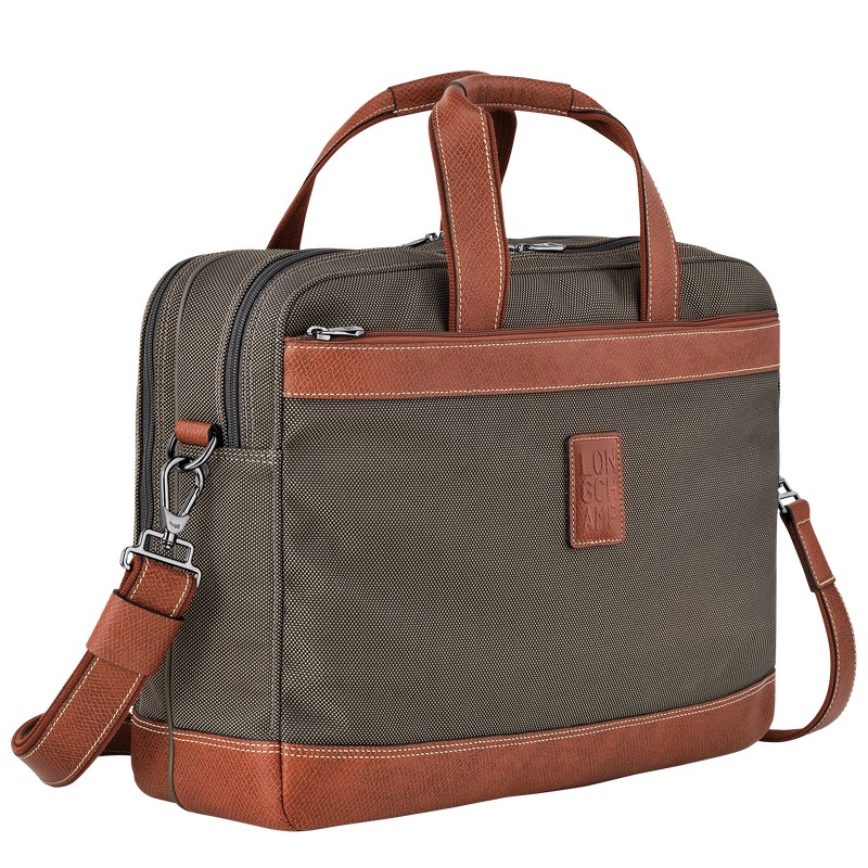 Longchamp Boxford L Briefcase - Recycled canvas Briefcase Brown | LV63-R4MD