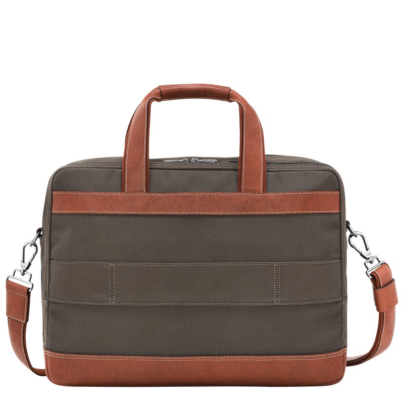 Longchamp Boxford L Briefcase - Recycled canvas Briefcase Brown | LV63-R4MD