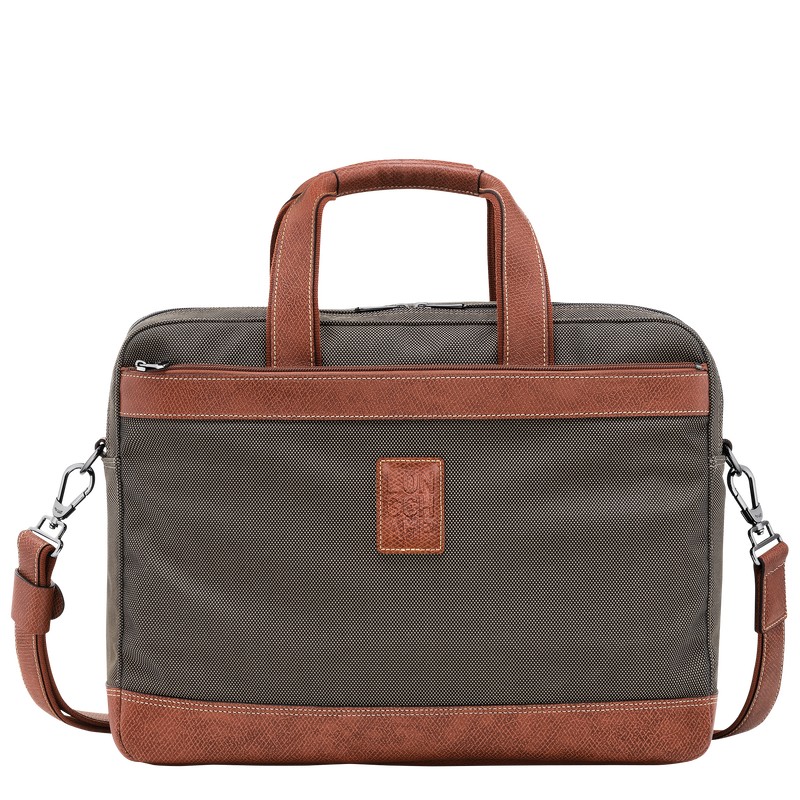 Longchamp Boxford L Briefcase - Recycled canvas Briefcase Brown | LV63-R4MD