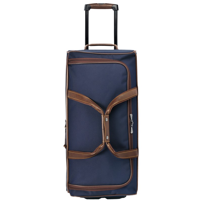 Longchamp Boxford L Travel bag - Canvas Wheeled duffle bags Blue | KP12-O5OQ