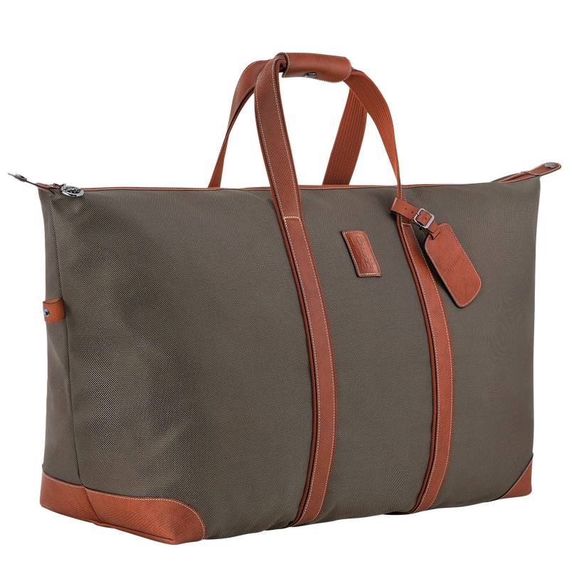 Longchamp Boxford L Travel bag - Recycled canvas Travel bags Brown | MQ16-T9QB