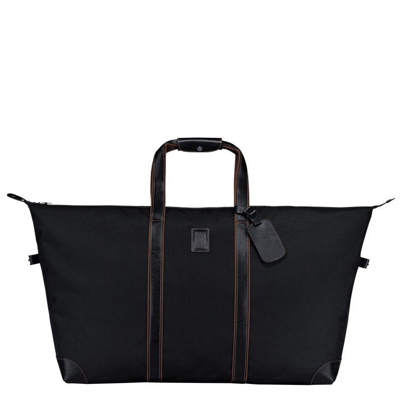 Longchamp Boxford L Travel bag - Recycled canvas Travel bags Black | EJ15-J4TS