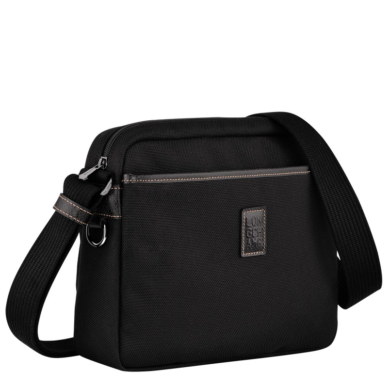 Longchamp Boxford M Camera bag - Recycled canvas Crossbody bags Black | SL49-Y4OZ