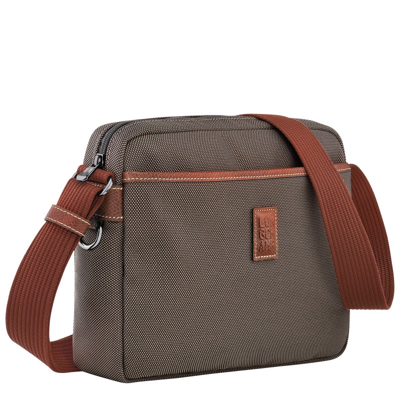 Longchamp Boxford M Camera bag - Recycled canvas Crossbody bags Brown | MR77-K1MX