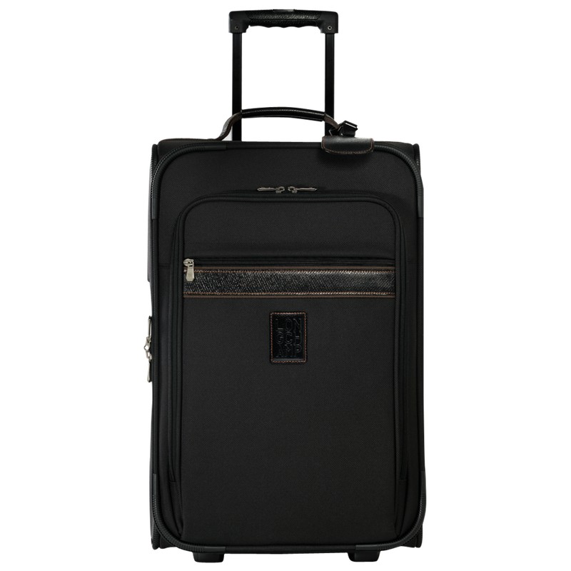 Longchamp Boxford M Suitcase - Recycled canvas Suitcases Black | RA51-F5LH