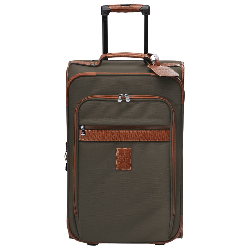 Longchamp Boxford M Suitcase - Recycled canvas Suitcases Brown | VH05-I7ZW