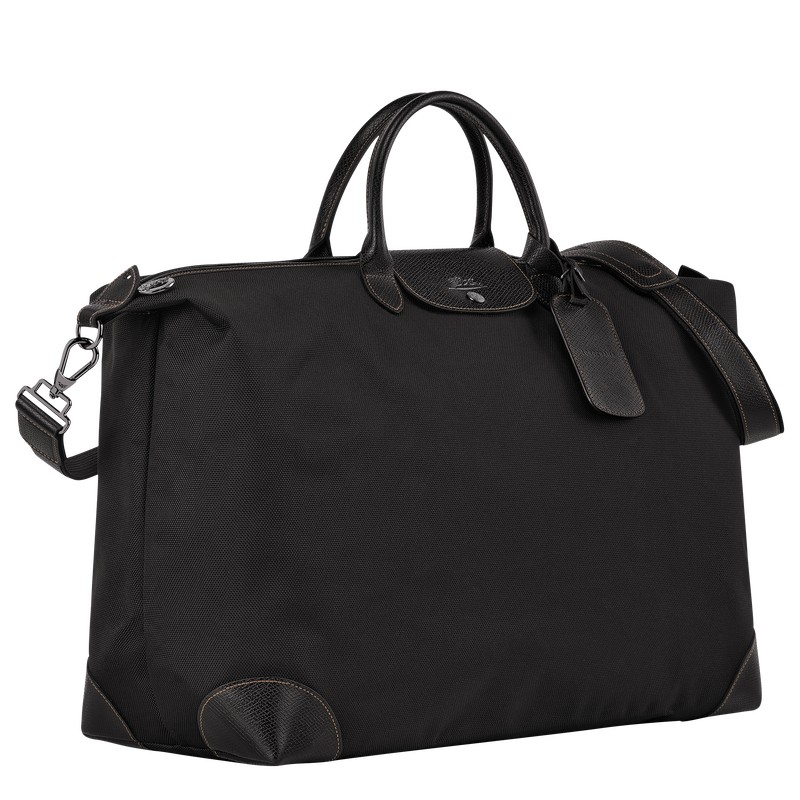 Longchamp Boxford M Travel bag - Recycled canvas Travel bags Black | FM29-Q5DI