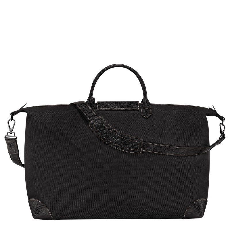 Longchamp Boxford M Travel bag - Recycled canvas Travel bags Black | FM29-Q5DI