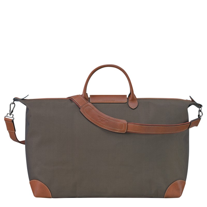 Longchamp Boxford M Travel bag - Recycled canvas Travel bags Brown | HW50-G6VM