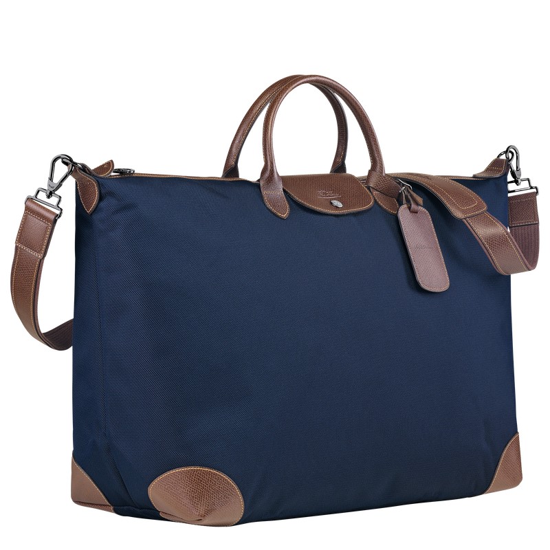 Longchamp Boxford M Travel bag - Recycled canvas Travel bags Blue | IG74-P0ZA