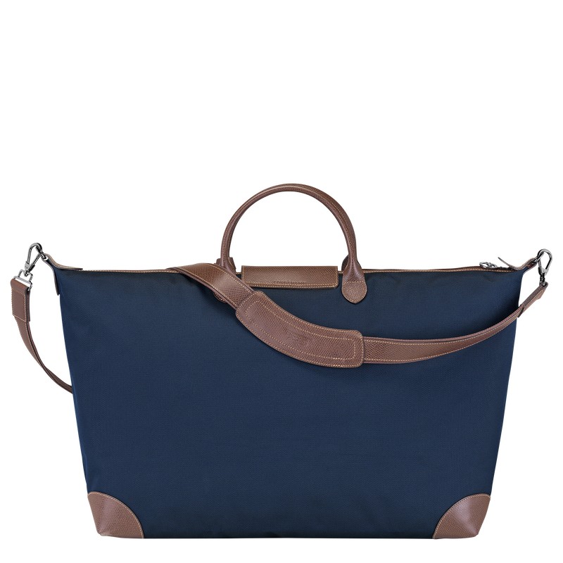 Longchamp Boxford M Travel bag - Recycled canvas Travel bags Blue | IG74-P0ZA