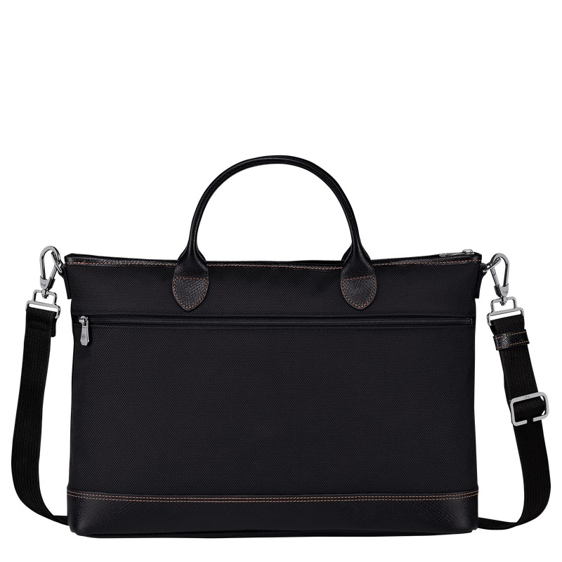 Longchamp Boxford S Briefcase - Recycled canvas Briefcase Black | IA96-S7NF