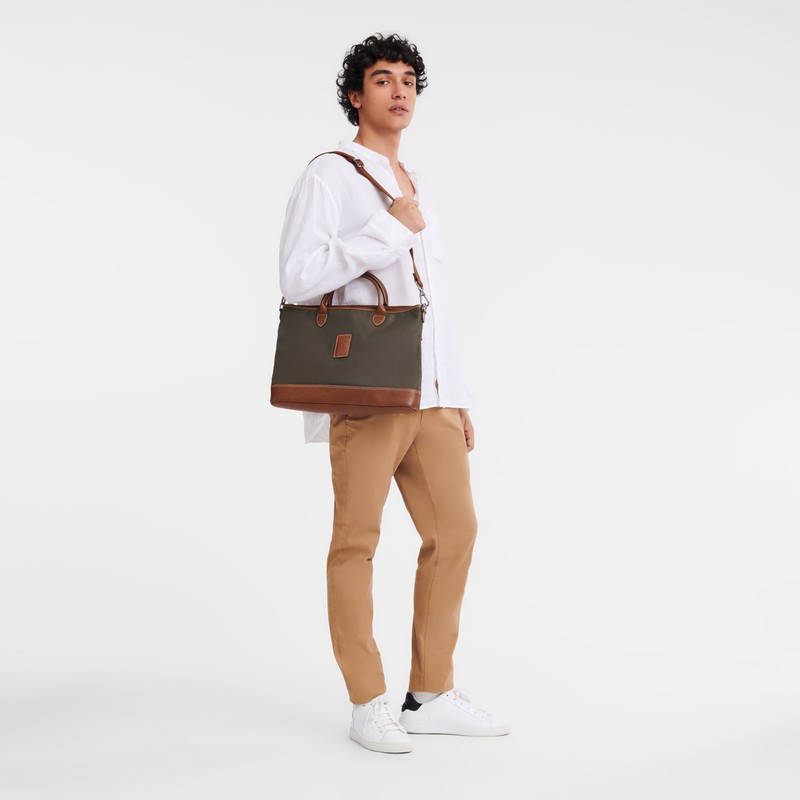 Longchamp Boxford S Briefcase - Recycled canvas Briefcase Brown | MU73-J1WC