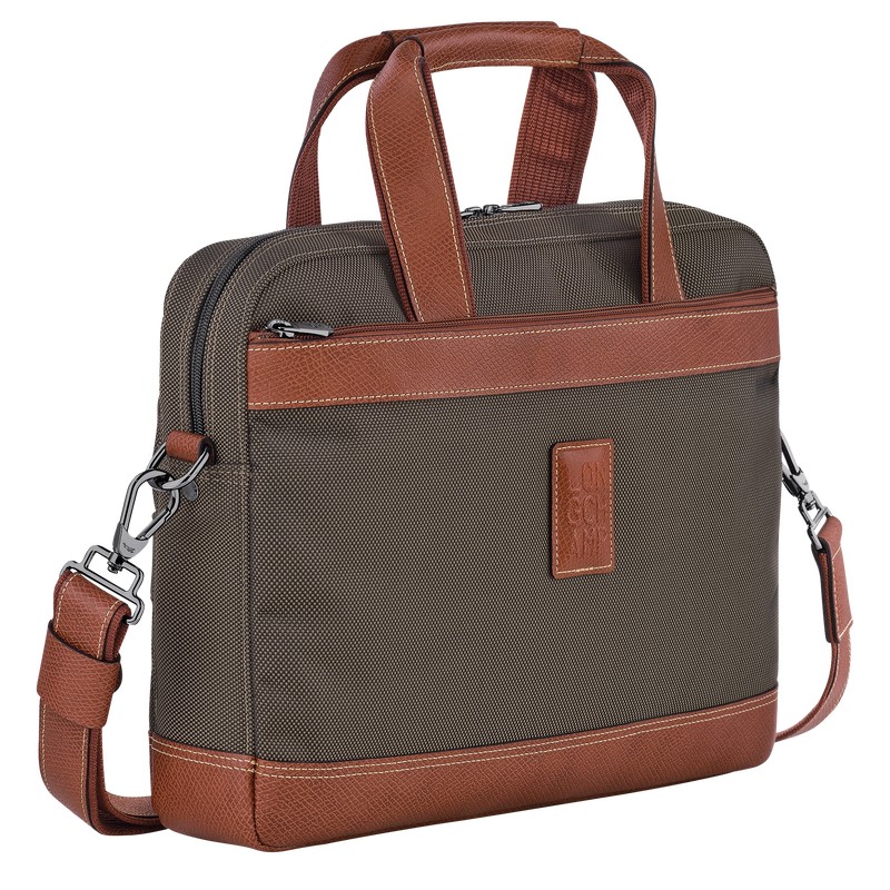 Longchamp Boxford S Briefcase - Recycled canvas Briefcase Brown | MU73-J1WC