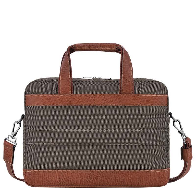 Longchamp Boxford S Briefcase - Recycled canvas Briefcase Brown | MU73-J1WC