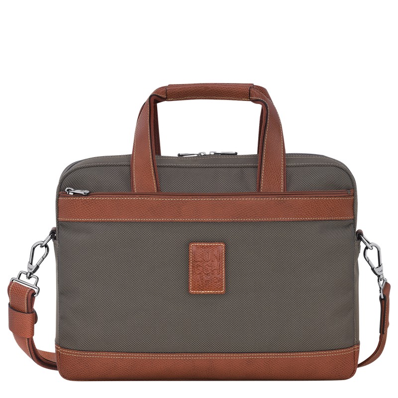 Longchamp Boxford S Briefcase - Recycled canvas Briefcase Brown | MU73-J1WC