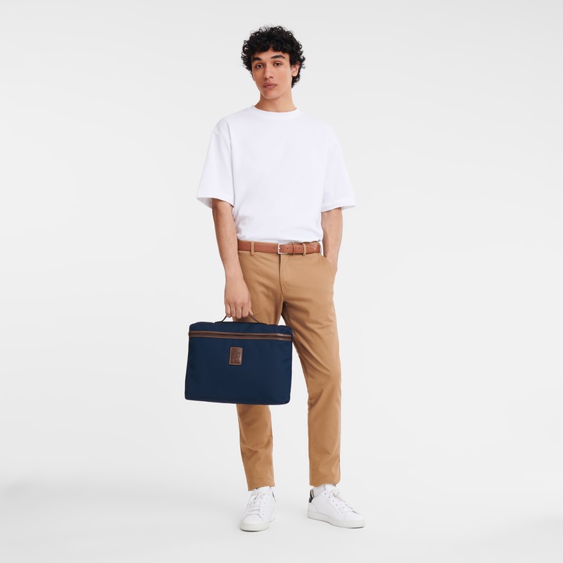 Longchamp Boxford S Briefcase - Recycled canvas Briefcase Blue | RO66-U9NG