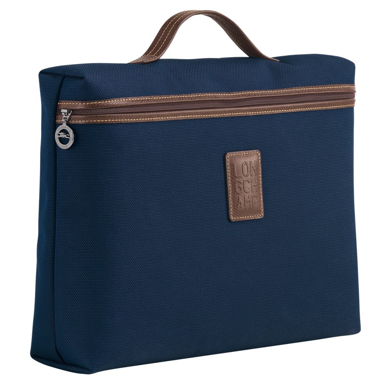 Longchamp Boxford S Briefcase - Recycled canvas Briefcase Blue | RO66-U9NG