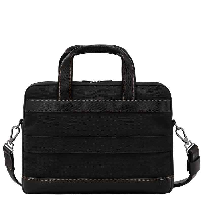 Longchamp Boxford S Briefcase - Recycled canvas Briefcase Black | DX81-T2CN