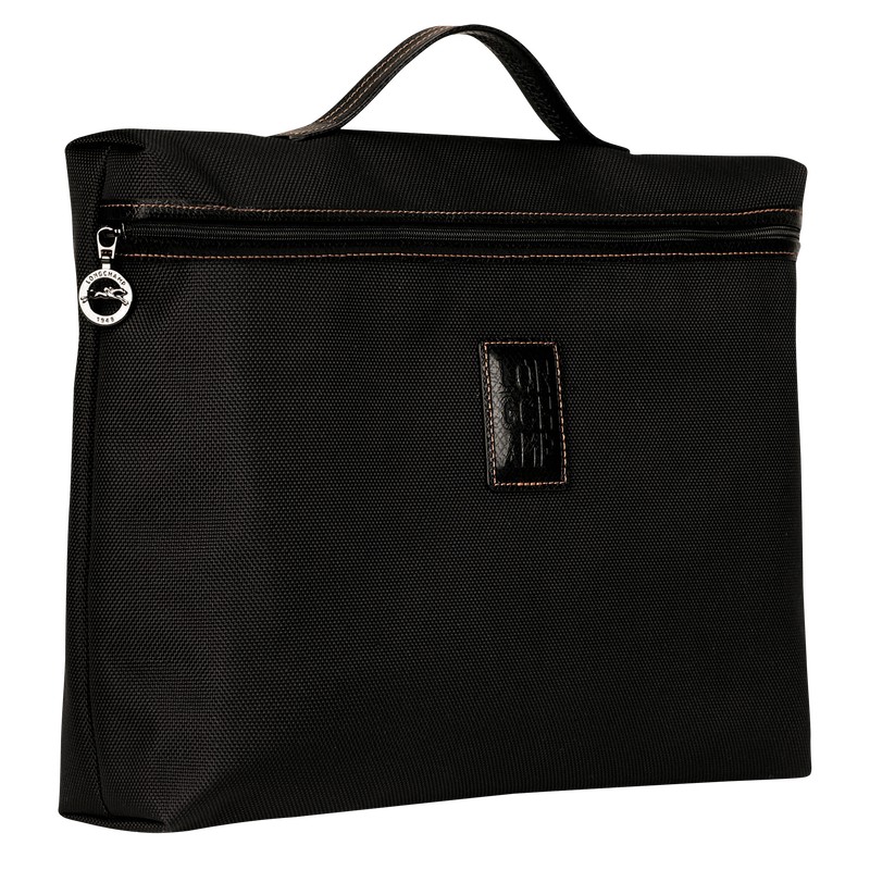 Longchamp Boxford S Briefcase - Recycled canvas Briefcase Black | JO28-H5OO