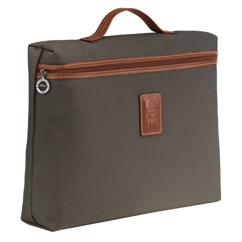 Longchamp Boxford S Briefcase - Recycled canvas Briefcase Brown | EW35-H5VD