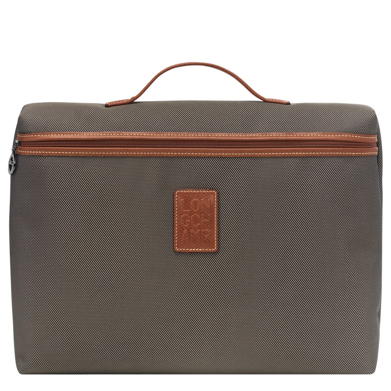 Longchamp Boxford S Briefcase - Recycled canvas Briefcase Brown | EW35-H5VD