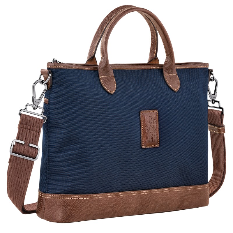 Longchamp Boxford S Briefcase - Recycled canvas Briefcase Blue | CC46-Y7TK