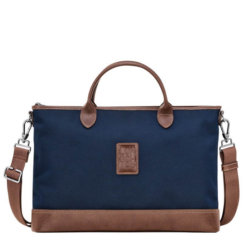 Longchamp Boxford S Briefcase - Recycled canvas Briefcase Blue | CC46-Y7TK