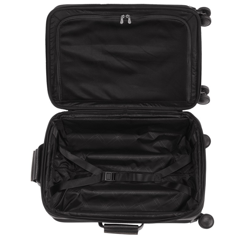 Longchamp Boxford S Suitcase - Recycled canvas Suitcases Black | UY04-Z6HL