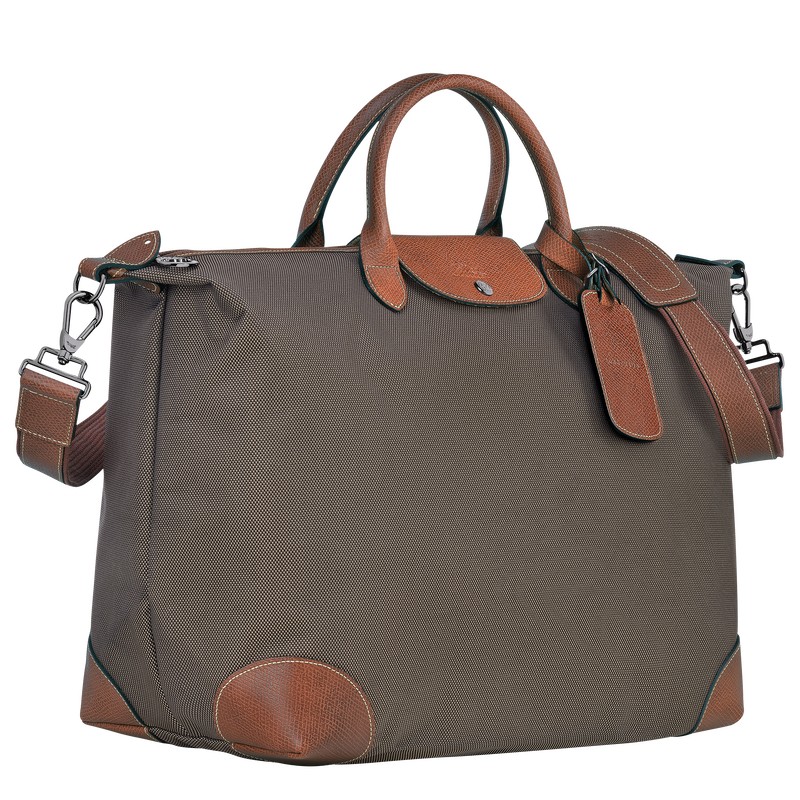 Longchamp Boxford S Travel bag - Recycled canvas Travel bags Brown | XX68-B7HU