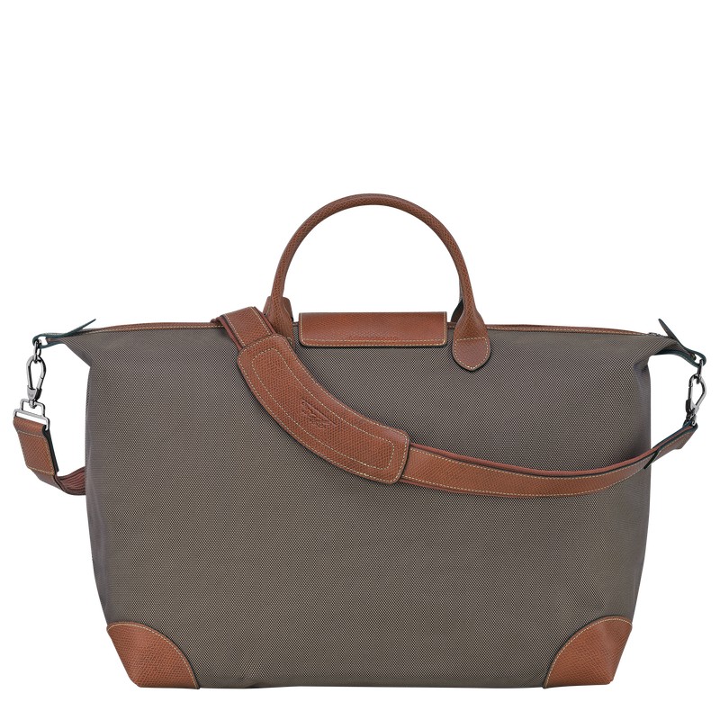 Longchamp Boxford S Travel bag - Recycled canvas Travel bags Brown | XX68-B7HU