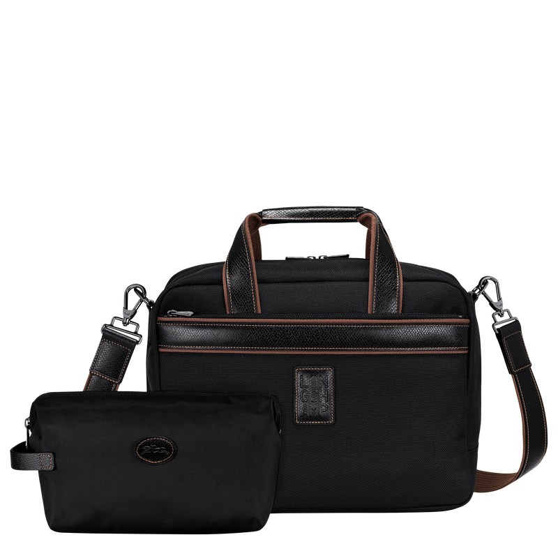 Longchamp Boxford S Travel bag - Recycled canvas Travel bags Black | AE83-Z4IU