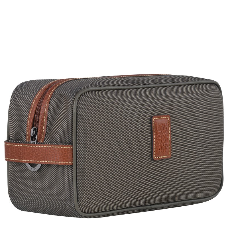 Longchamp Boxford Toiletry case - Recycled canvas Toiletry bags Brown | RV07-W7EU