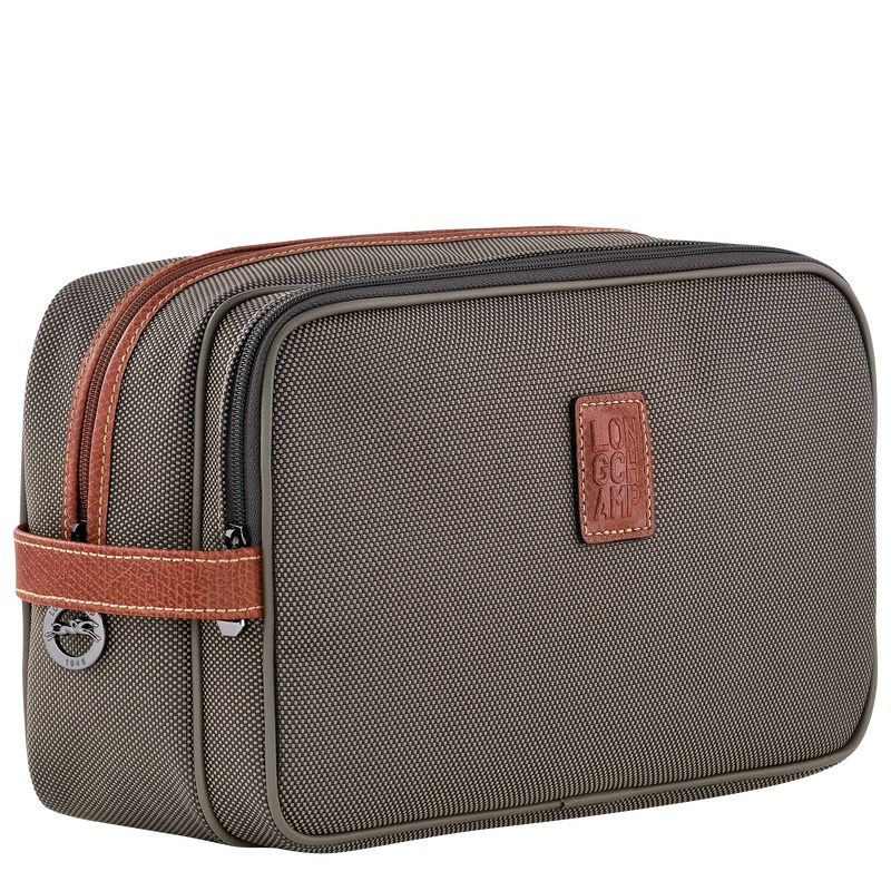 Longchamp Boxford Toiletry case - Recycled canvas Toiletry bags Brown | HQ21-L0IC