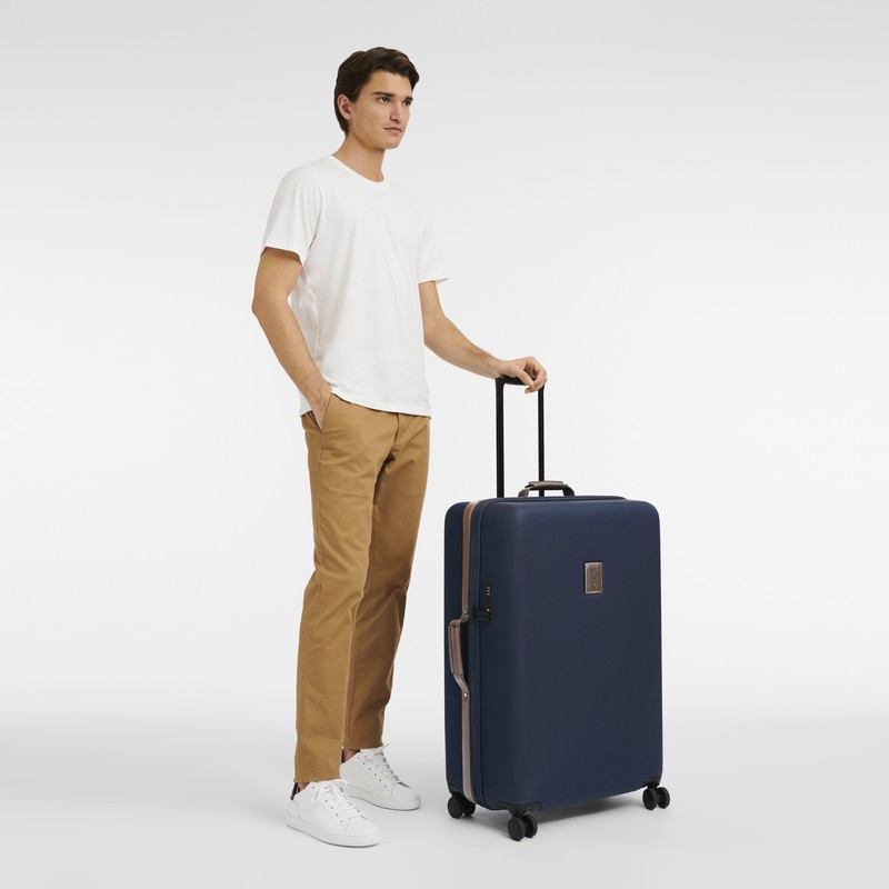 Longchamp Boxford XL Suitcase - Recycled canvas Suitcases Blue | UE74-S7WX