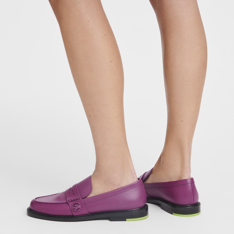 Longchamp Box-trot Loafer - Leather Loafers Violet | RJ84-X6PK