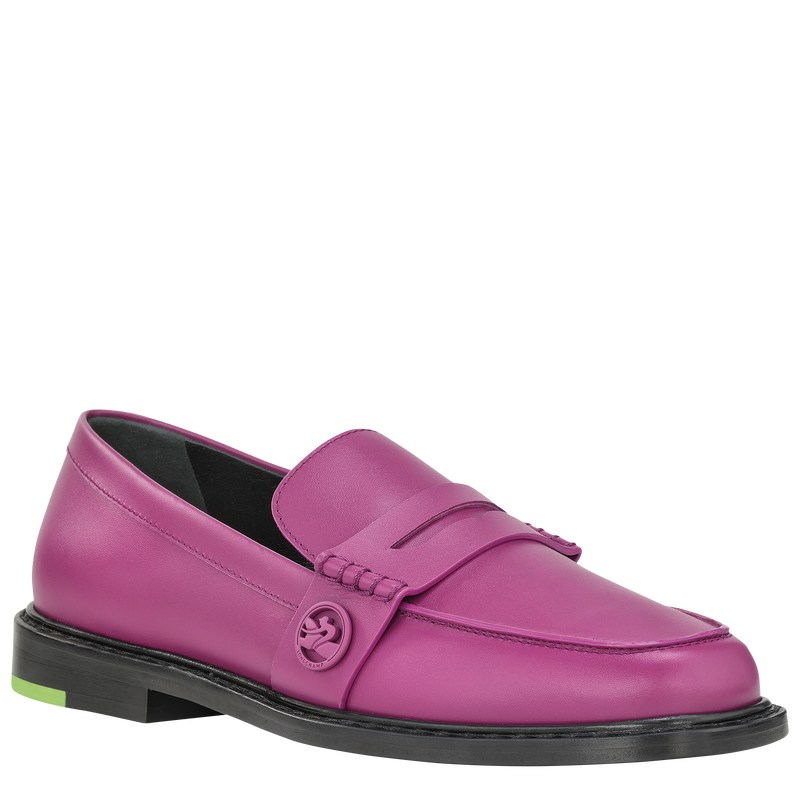 Longchamp Box-trot Loafer - Leather Loafers Violet | RJ84-X6PK