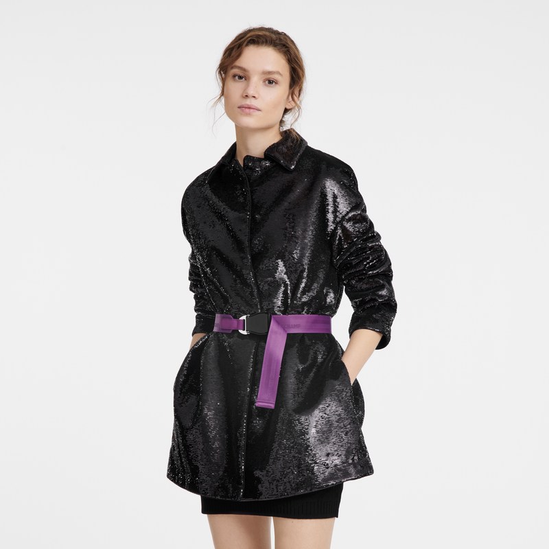 Longchamp Coat - Sequin Coats & Jackets Black | GM56-U1FN