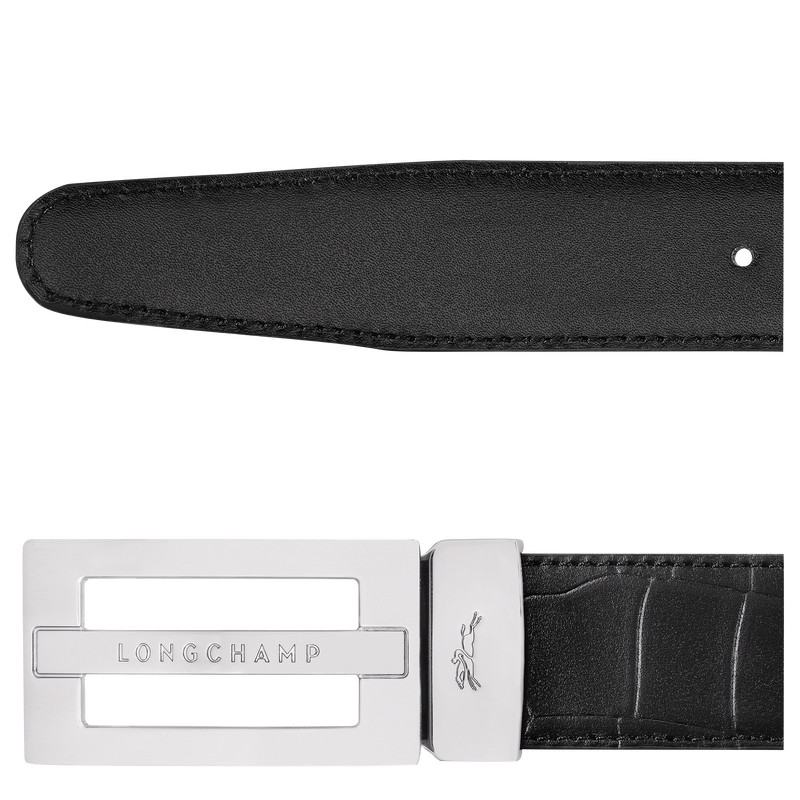 Longchamp Delta Box Men's belt - Leather Belts Black | VN76-Y9FK