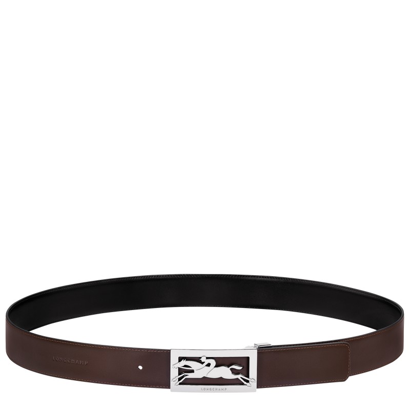 Longchamp Delta Box Men's belt - Leather Belts Black/Mocha | RC96-F6XK