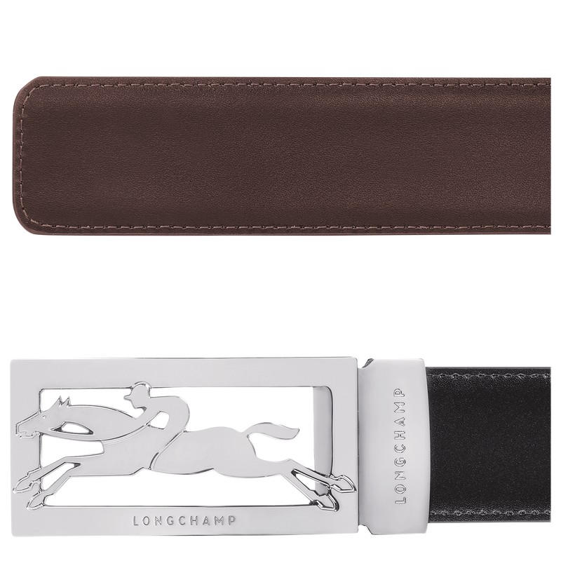 Longchamp Delta Box Men's belt - Leather Belts Black/Mocha | RC96-F6XK