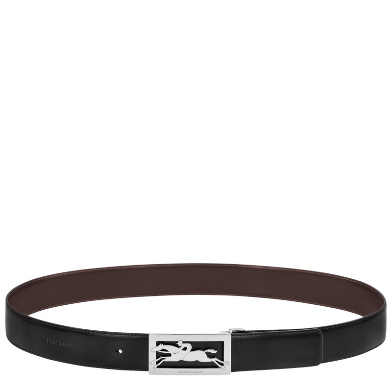 Longchamp Delta Box Men\'s belt - Leather Belts Black/Mocha | RC96-F6XK