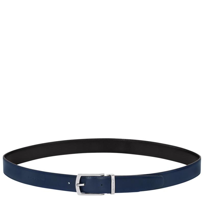 Longchamp Delta Box Men's belt - Leather Belts Black/Navy | LC92-A8BX