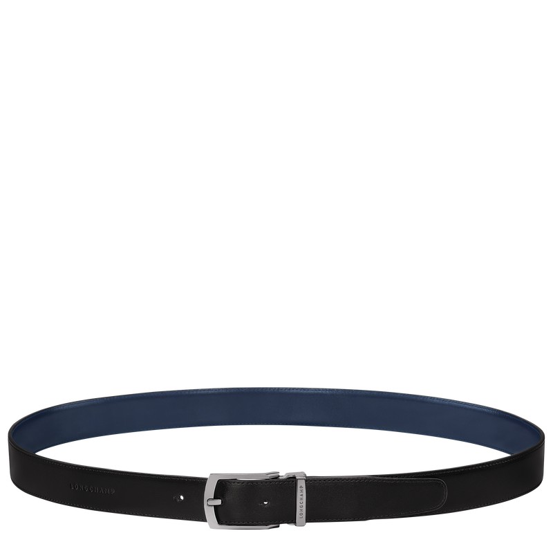 Longchamp Delta Box Men\'s belt - Leather Belts Black/Navy | LC92-A8BX